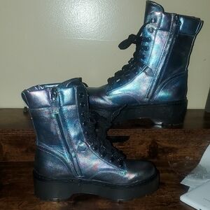 Circus by Sam Edelmam.Holographic Multicolor Combat Boots.